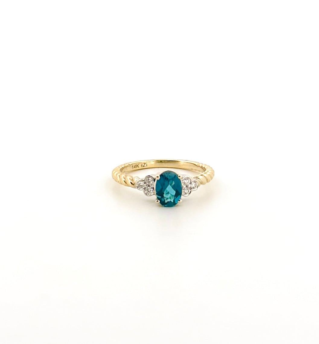 London Blue Topaz & Diamond Rope Ring