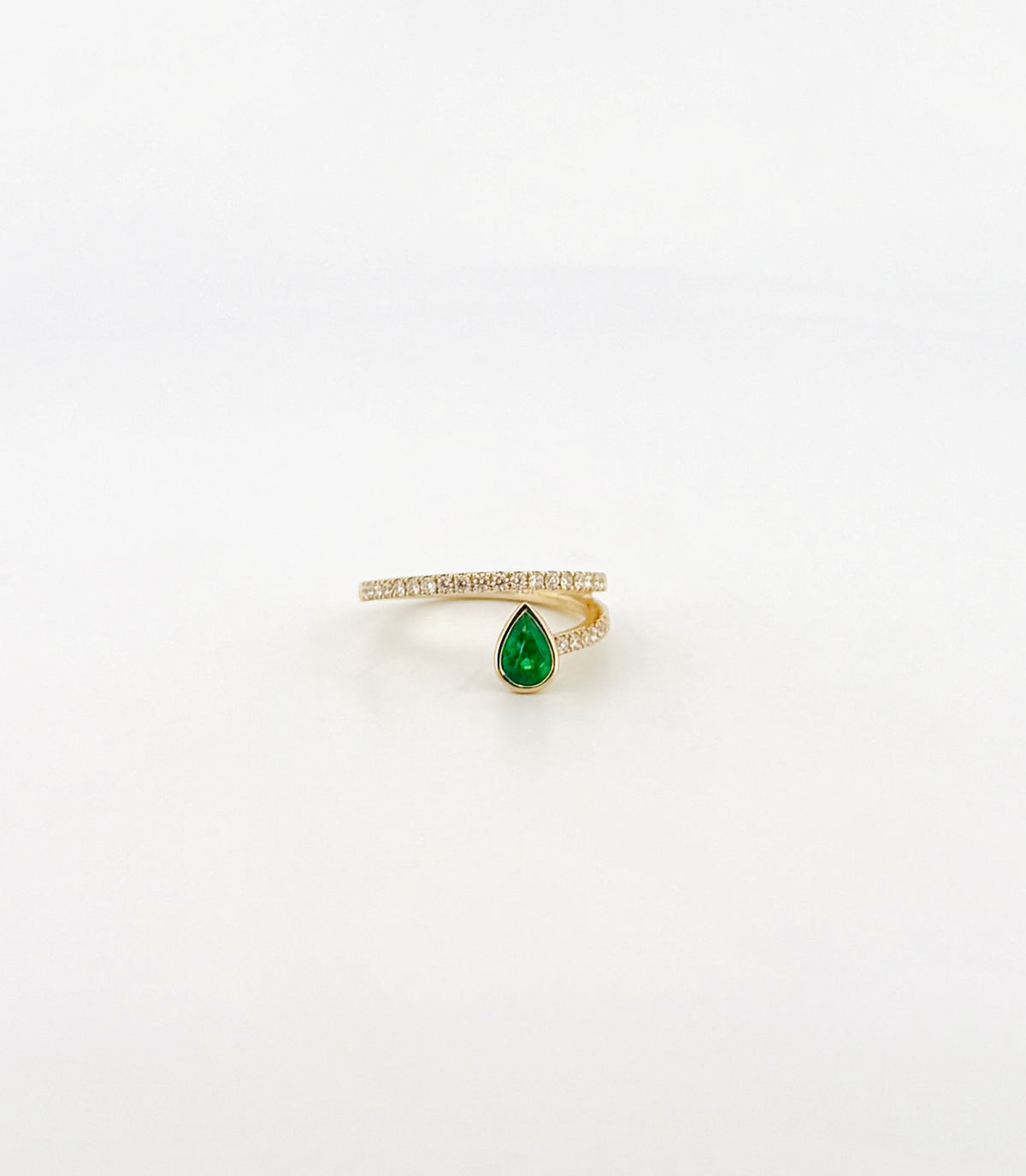 Pear Emerald and Diamond Wrap Ring