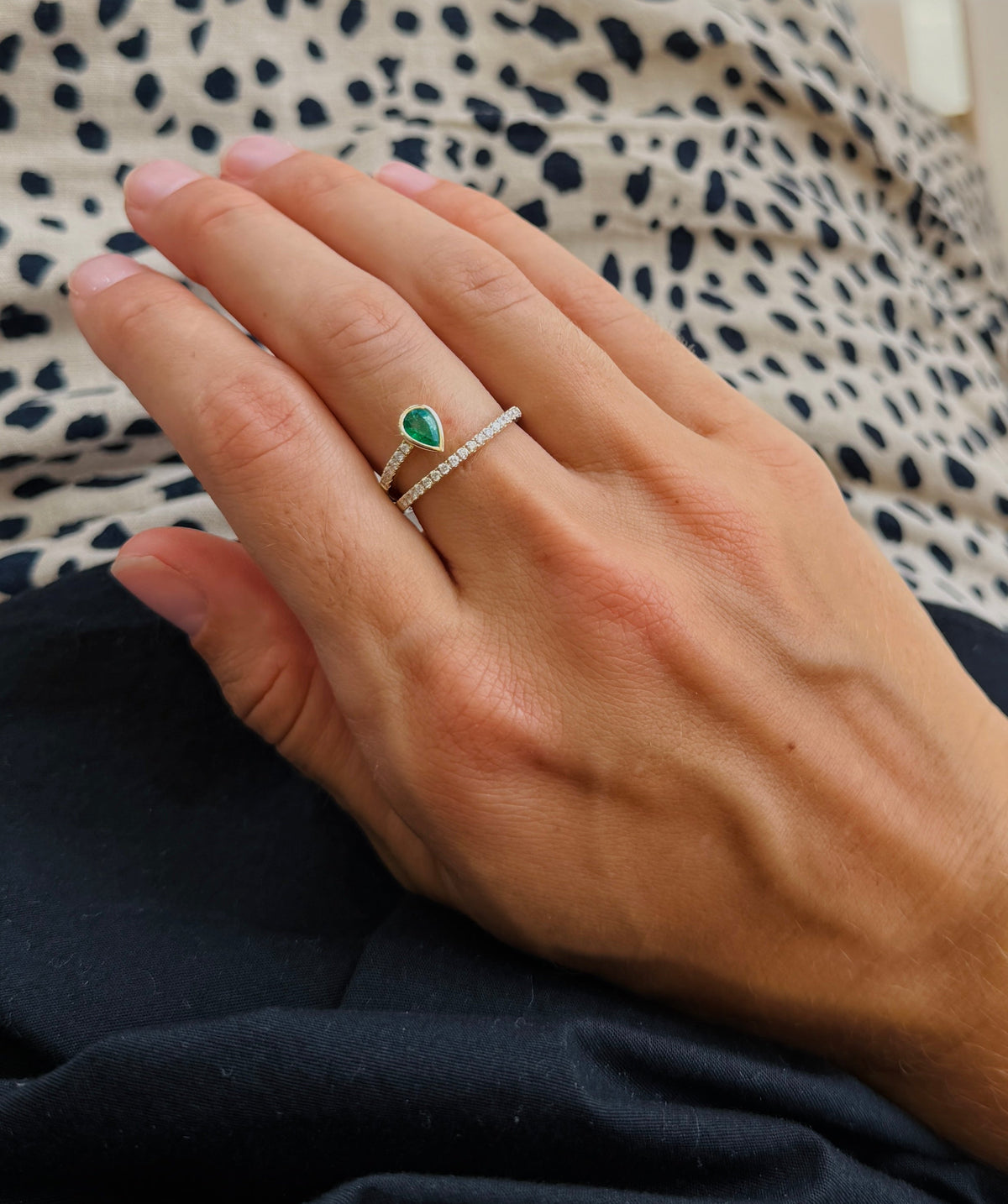 Pear Emerald and Diamond Wrap Ring