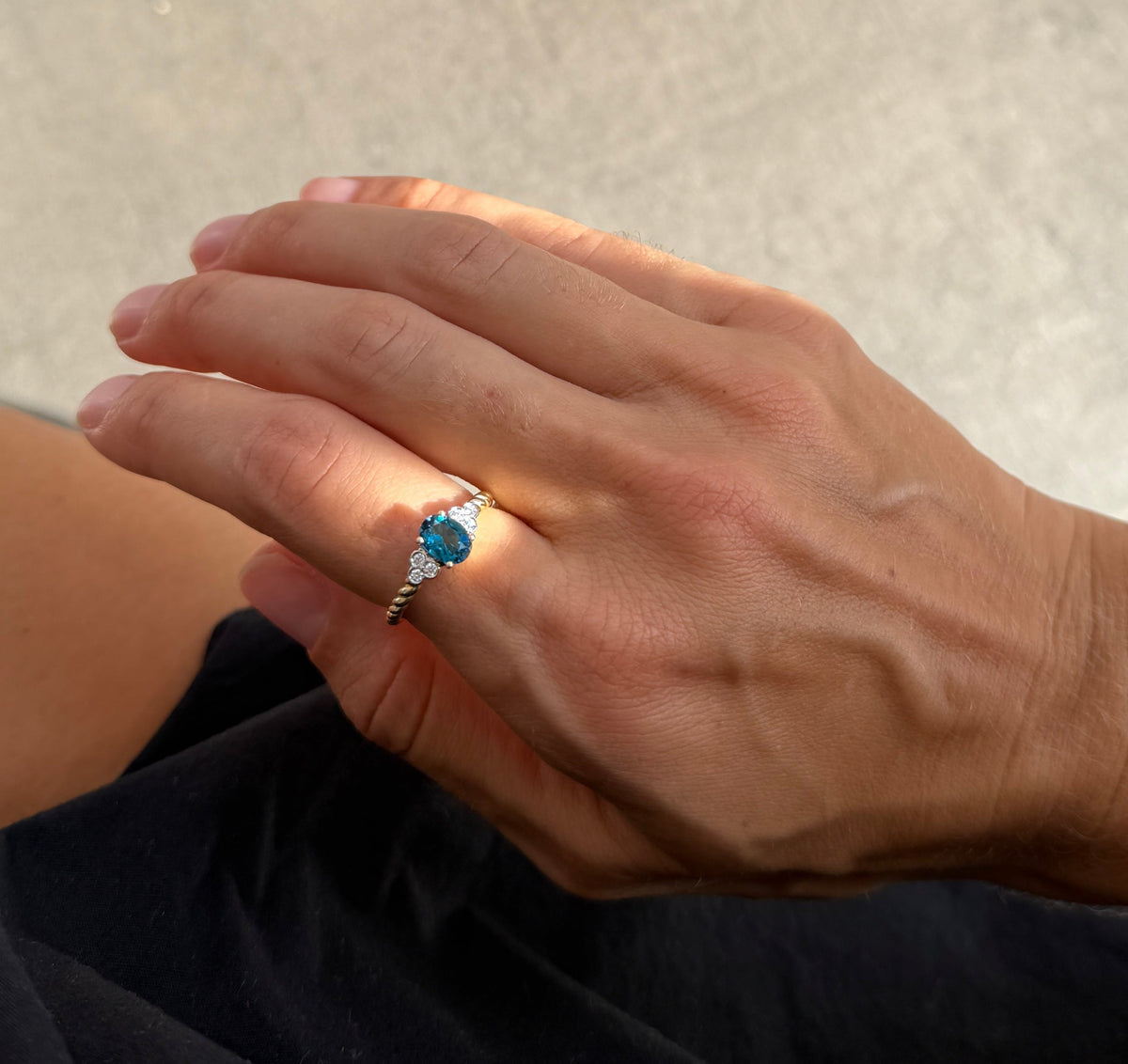 London Blue Topaz & Diamond Rope Ring