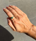 Emerald and Diamond Baguettes Bezel Ring