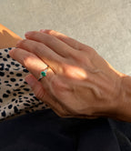 Emerald and Diamond Baguettes Bezel Ring