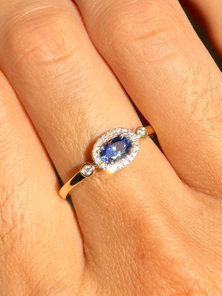 Tanzanite and Diamond East-West Ring