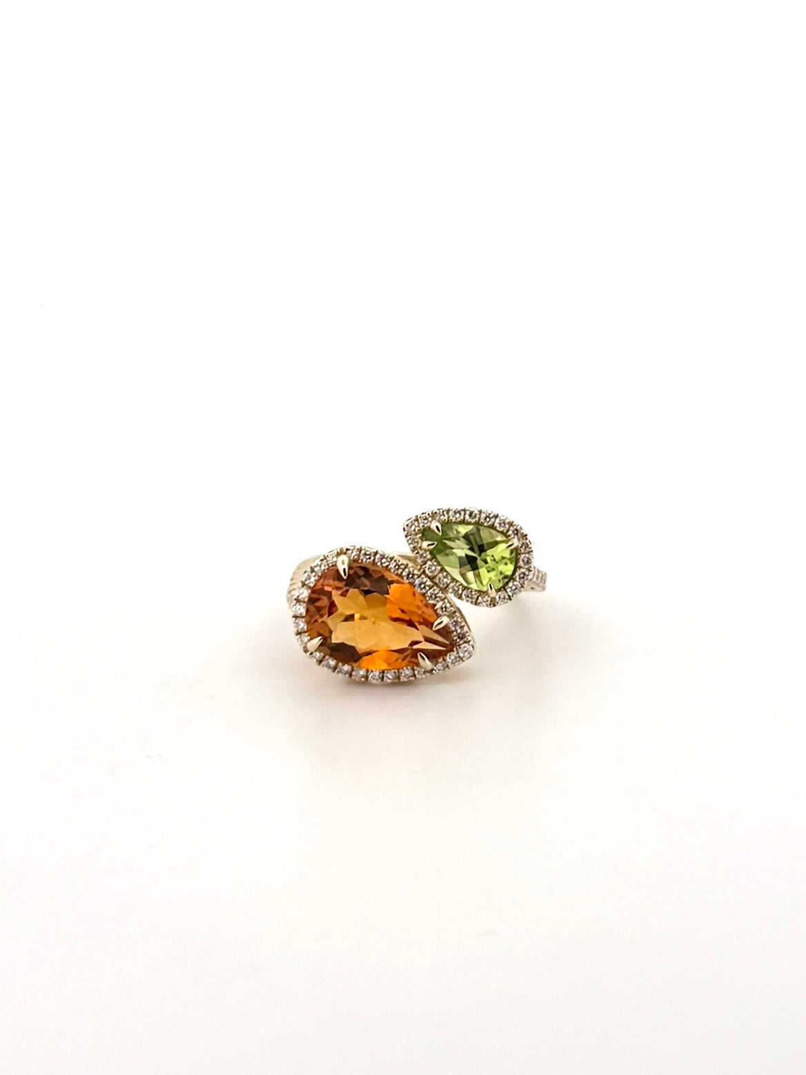 Citrine and Peridot Toi et Moi Cocktail Ring