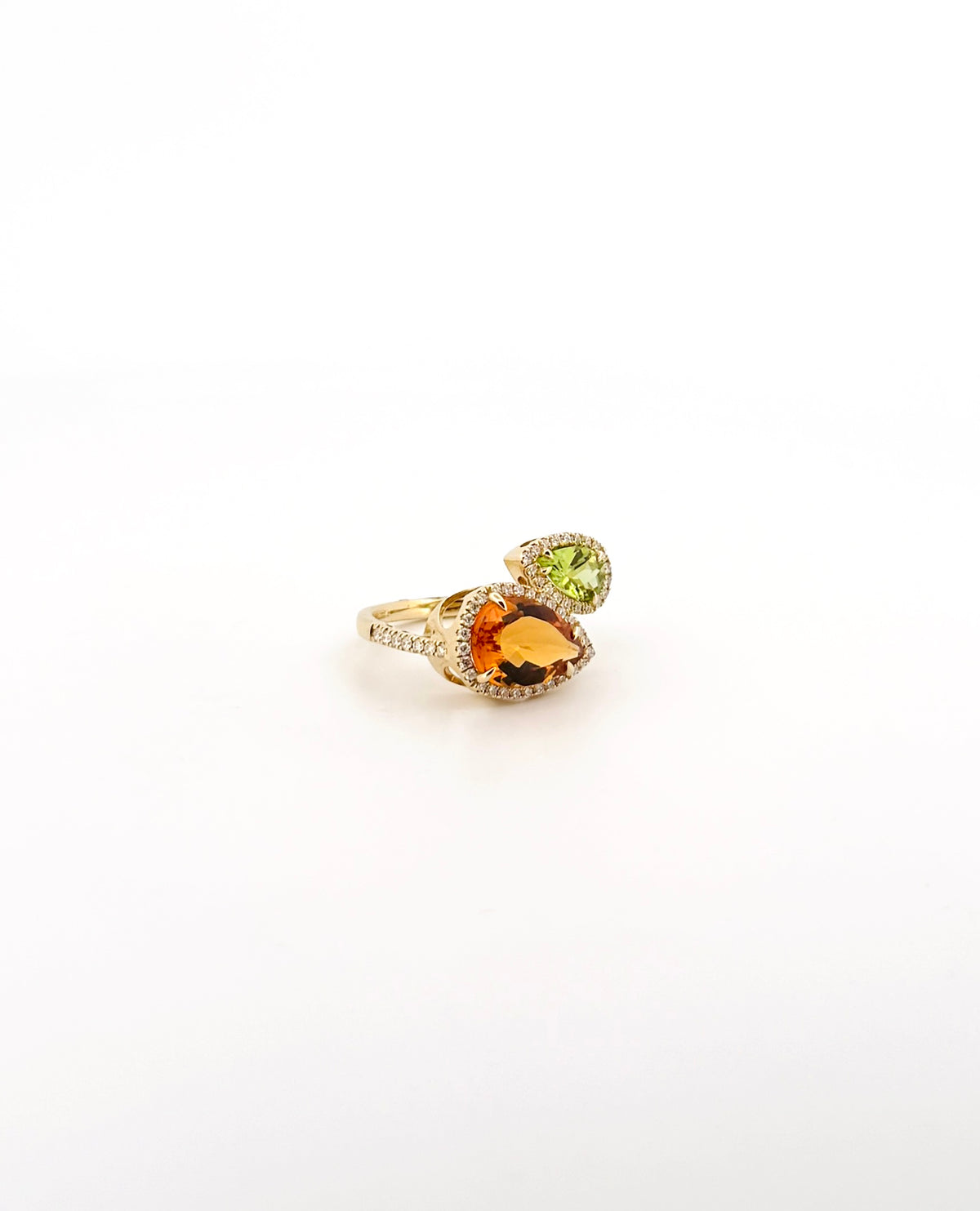 Citrine and Peridot Toi et Moi Cocktail Ring