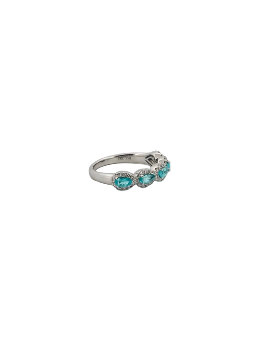 GIA Paraíba Tourmaline Pear Cut 5 Stone Ring