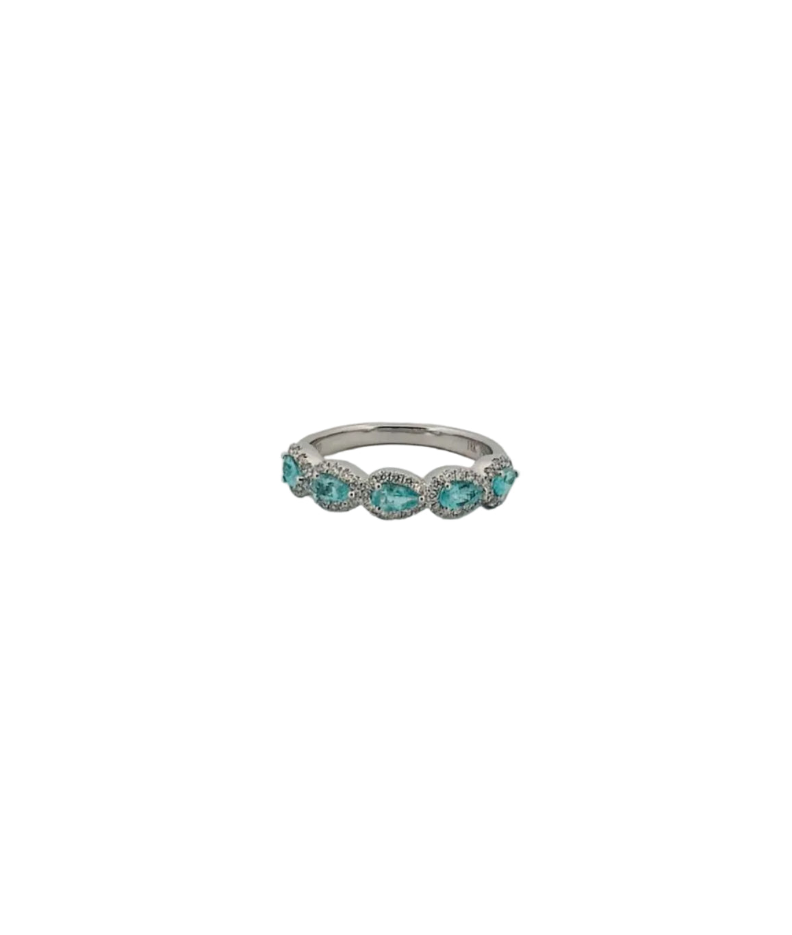 GIA Paraíba Tourmaline Pear Cut 5 Stone Ring