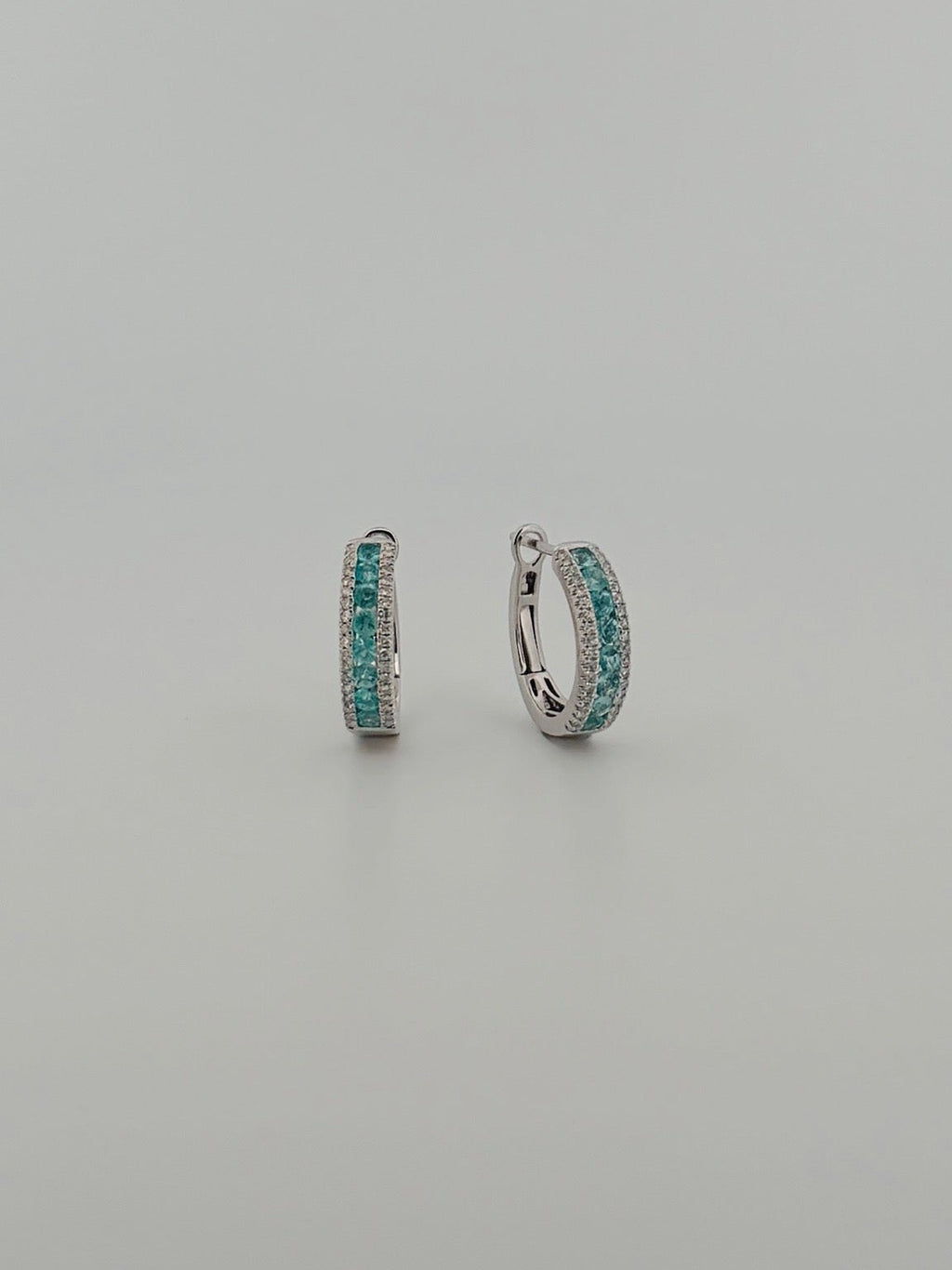 GIA Paraíba Tourmaline & White Diamond Hoop Earrings