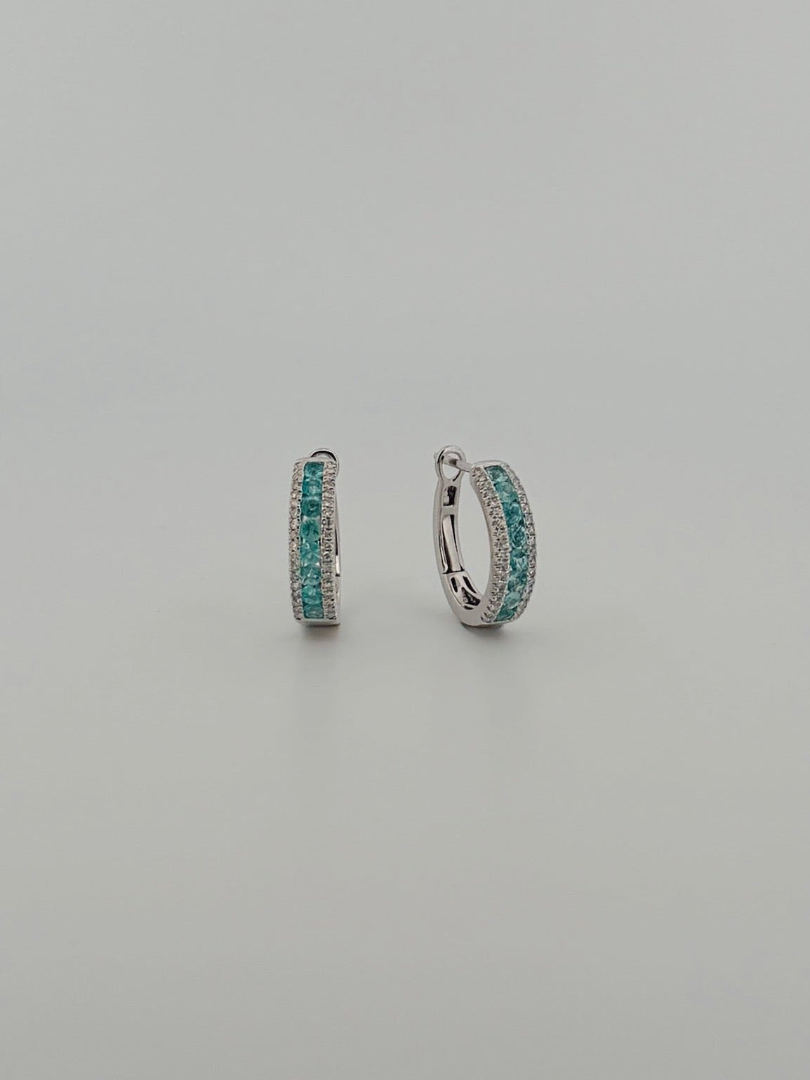 GIA Paraíba Tourmaline & White Diamond Hoop Earrings