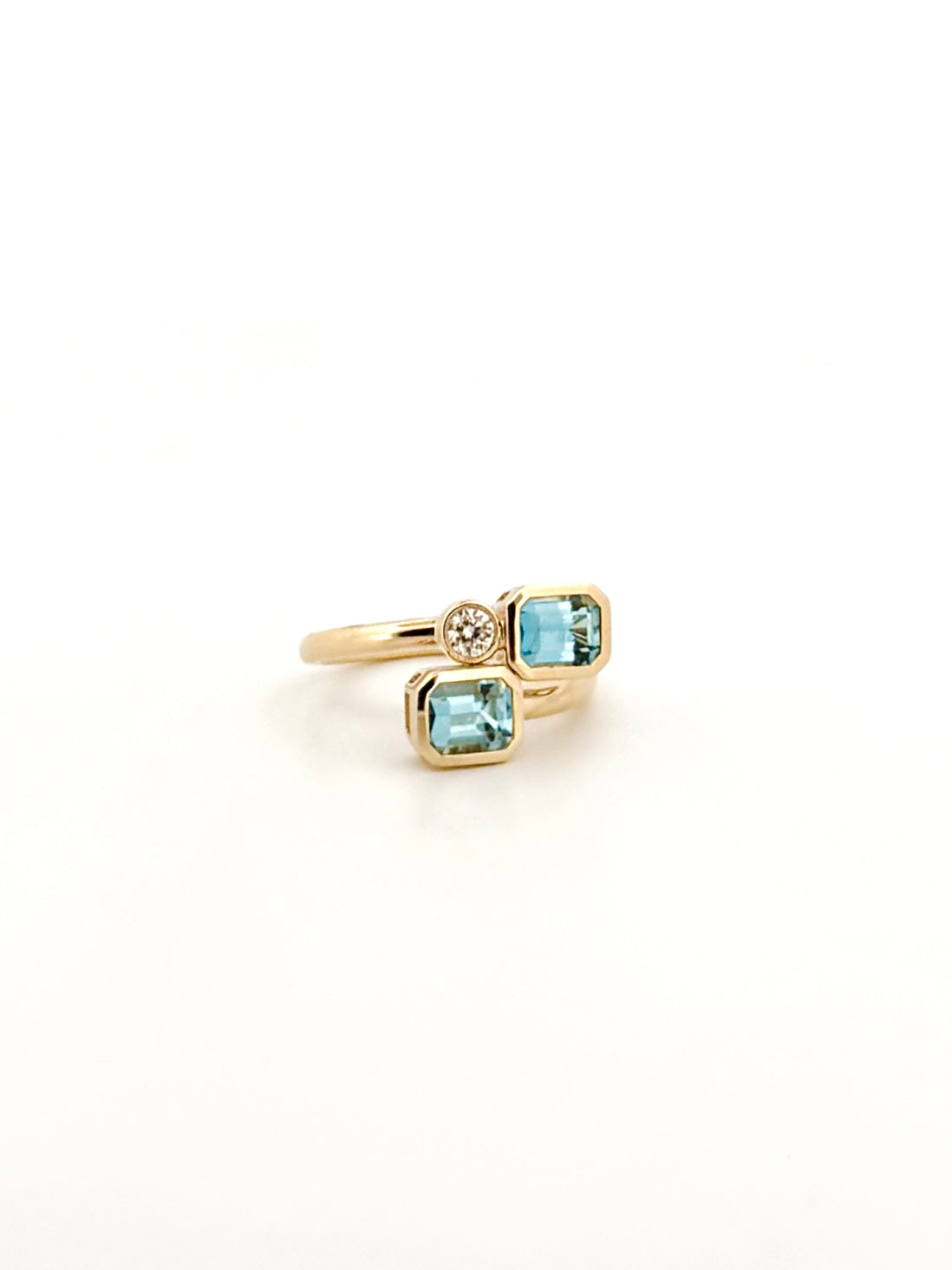 Aquamarine and Diamond Bezel Wrap Ring
