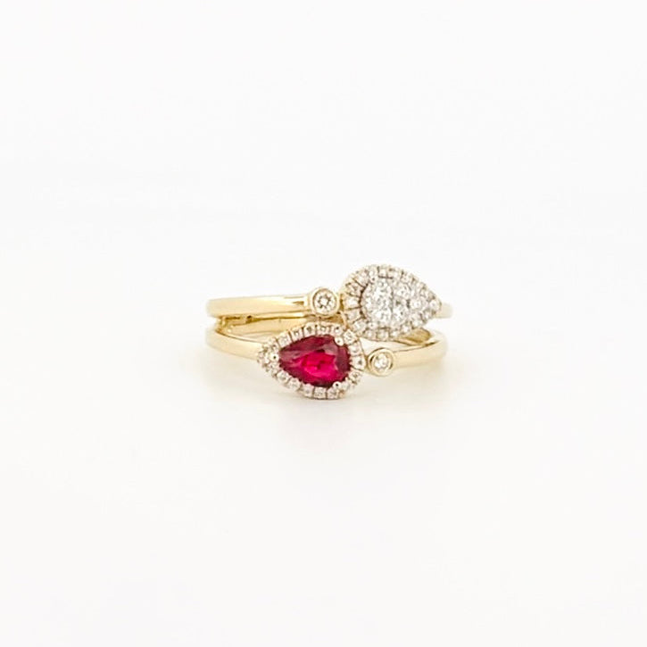Ruby and Diamond Double Band Ring