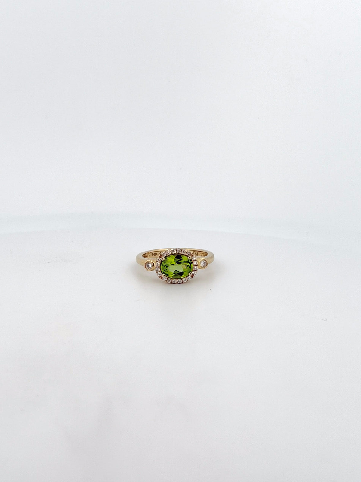 Peridot and Diamond East-West Ring