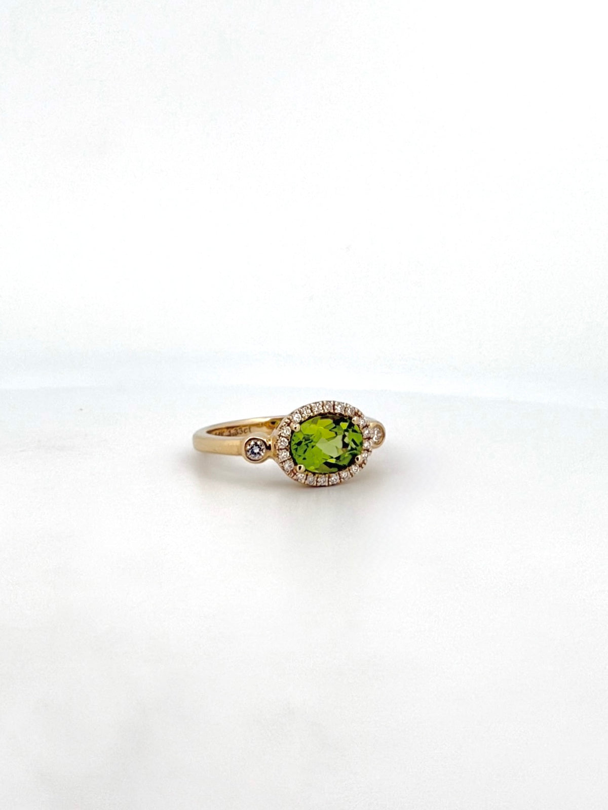 Peridot and Diamond East-West Ring