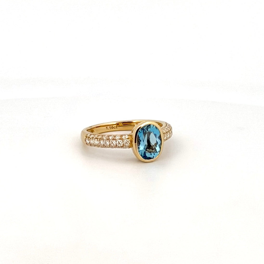 Aquamarine and Pavé Diamond Ring