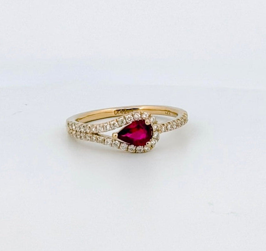 Ruby and Diamond Loop Ring
