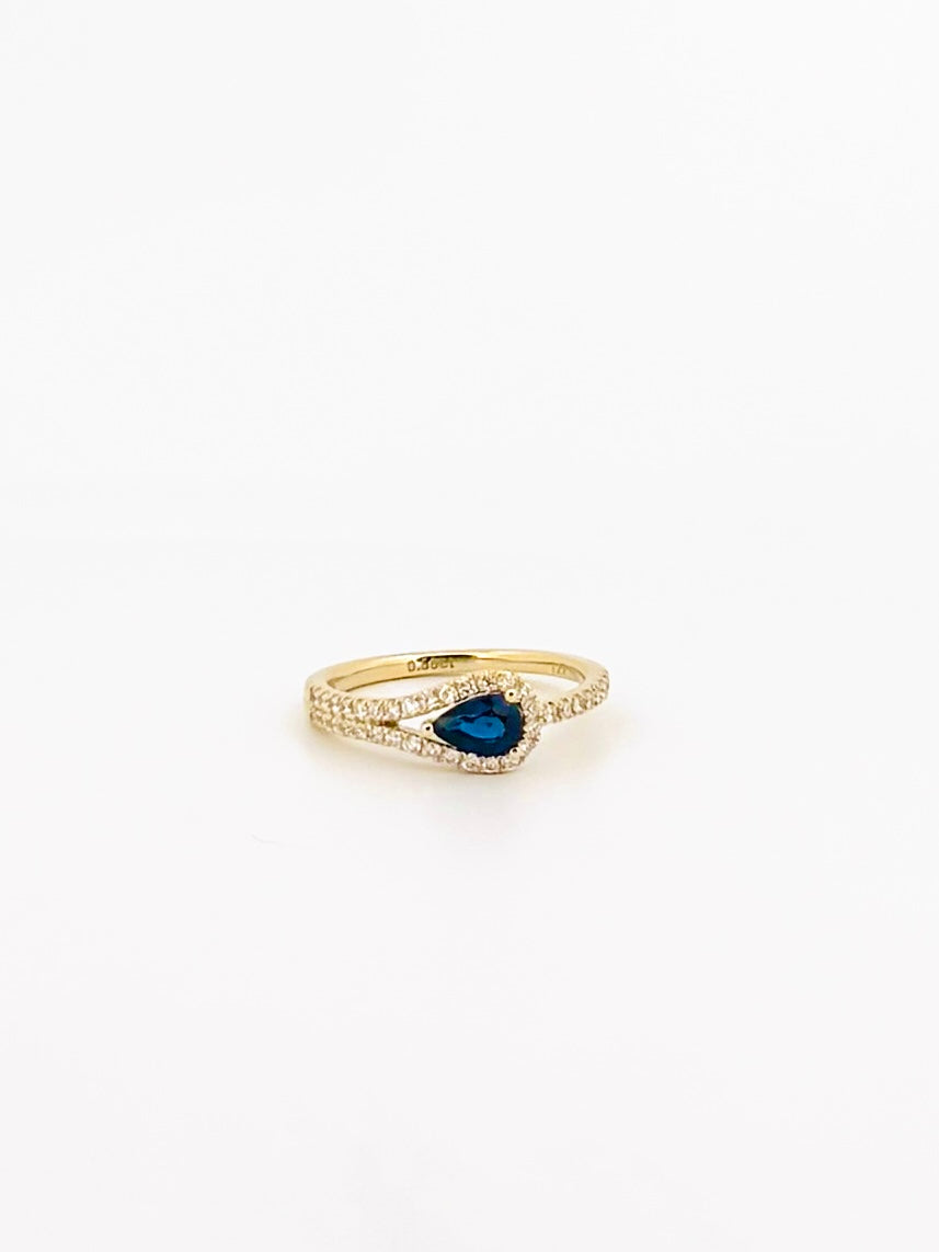 Pear Shaped Sapphire & Diamond Loop Ring