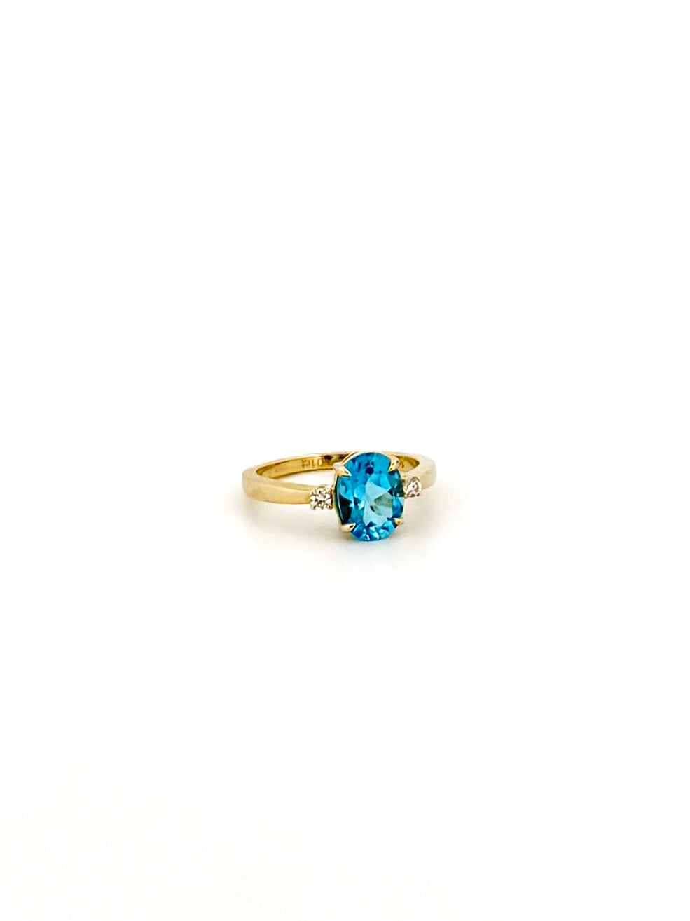 Blue Topaz and Diamond Ring - Prong Set