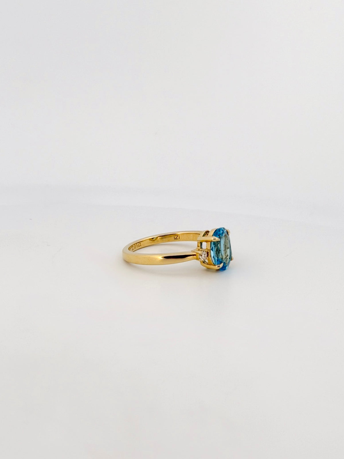 Blue Topaz and Diamond Ring - Prong Set