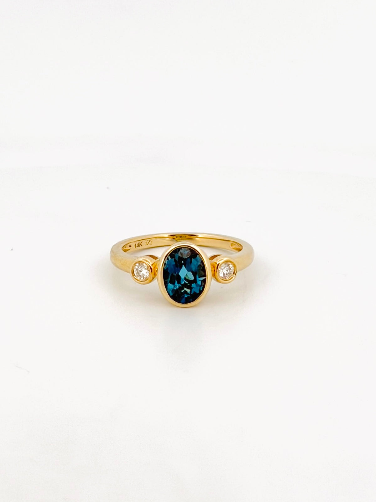 London Blue Topaz and Diamonds Bezel Ring