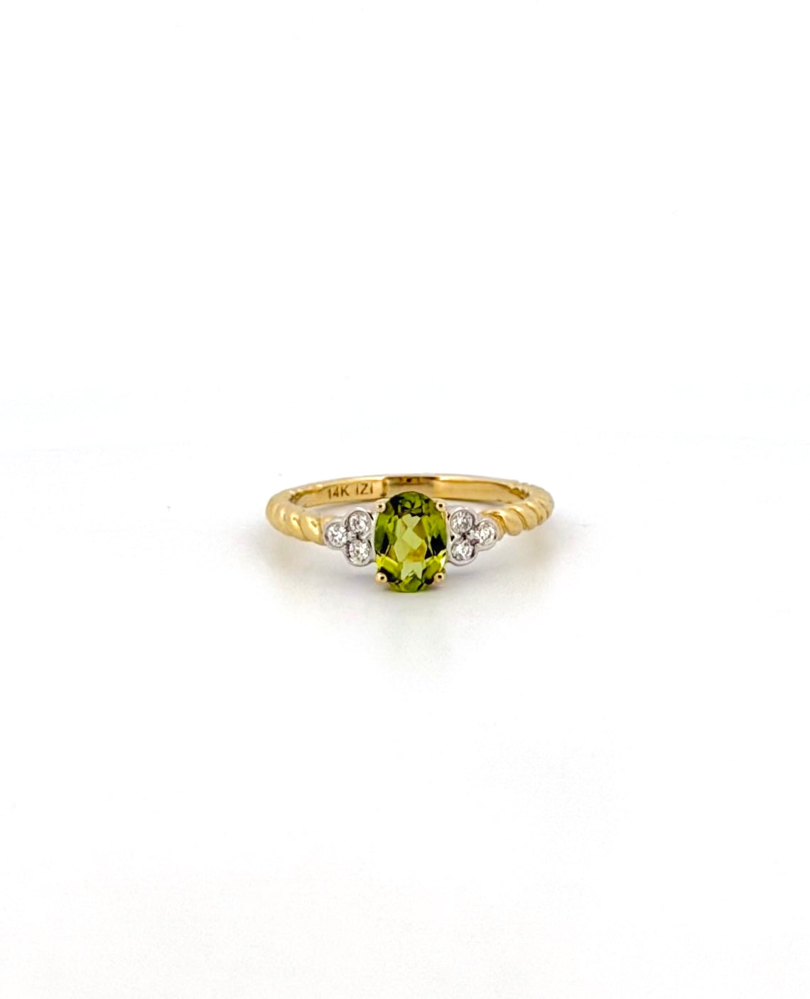 Peridot and Diamond Rope Ring