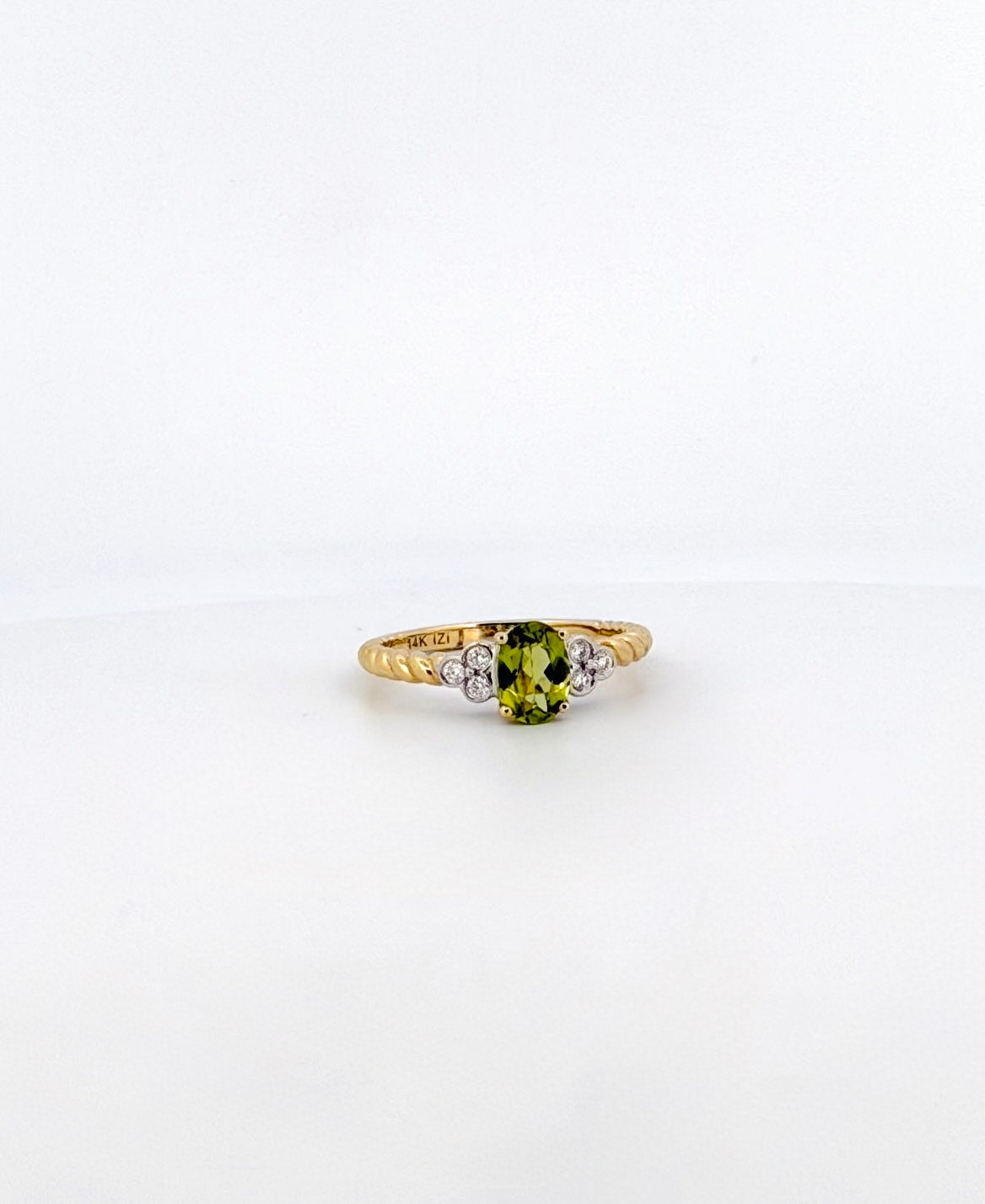 Peridot and Diamond Rope Ring