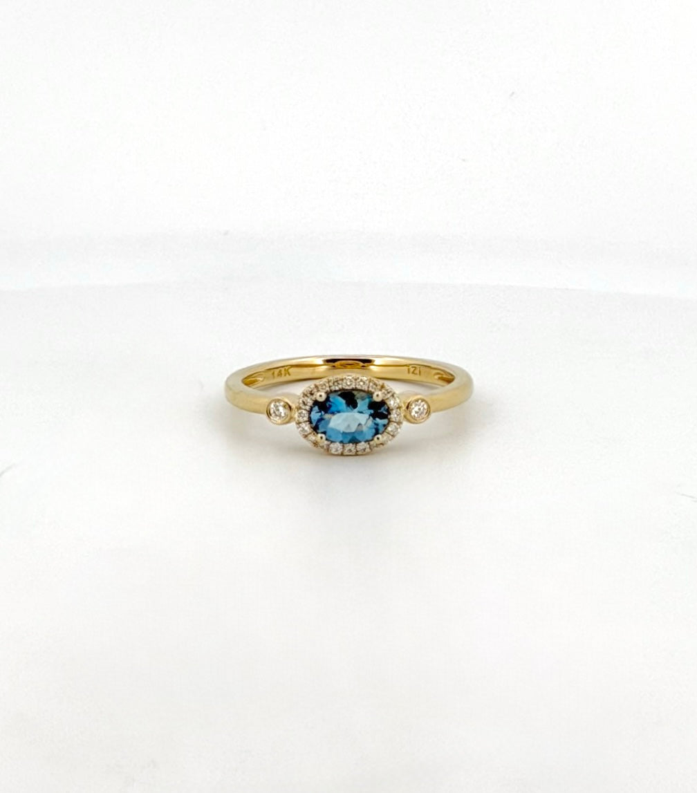 Aquamarine and Diamond East-West Ring