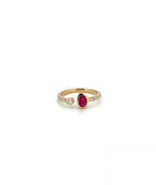 Oval Ruby and Diamond Open Ring