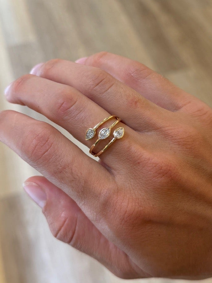 Pear and Marquise Lab Cocktail Ring