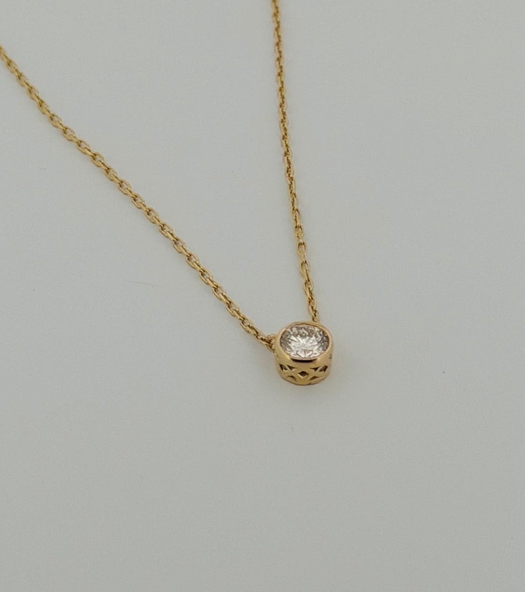 Half Carat Lab Diamond Bezel Pendant Necklace