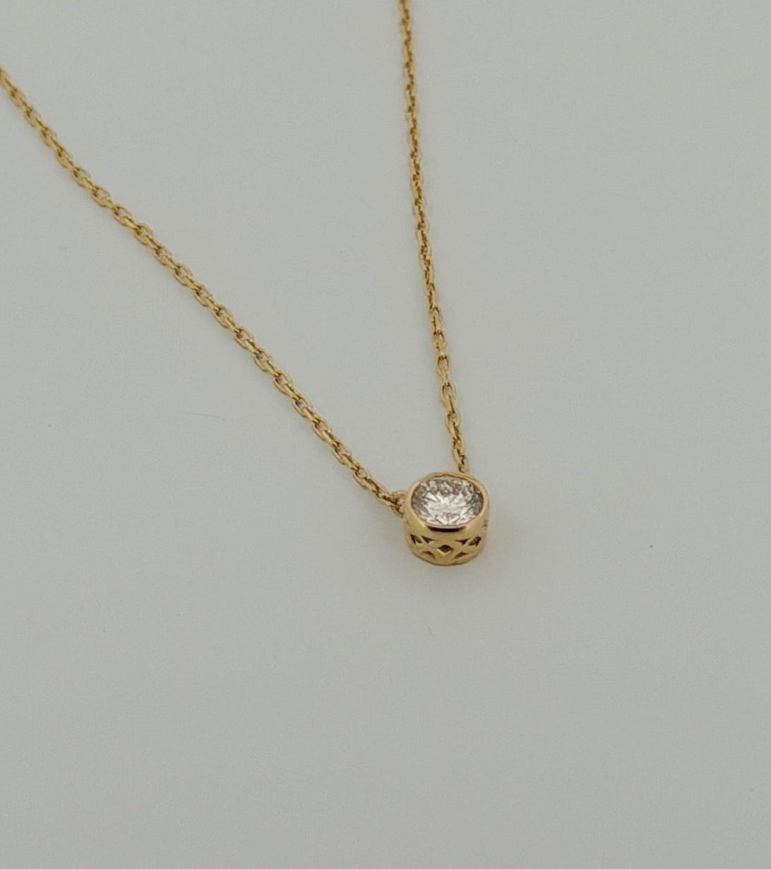 Half Carat Lab Diamond Bezel Pendant Necklace