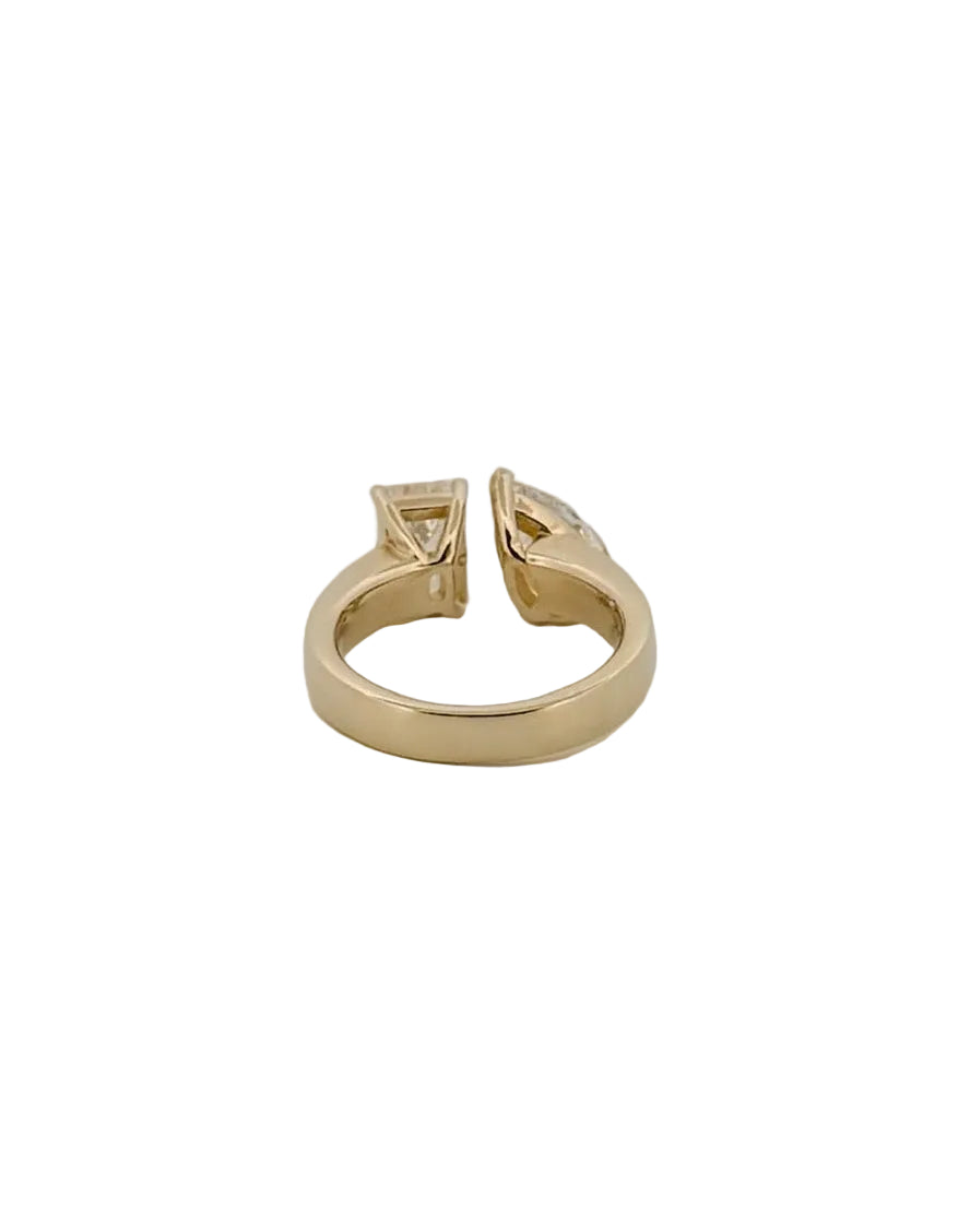 Toi et Moi Ring - Pear and Emerald IGI Lab Diamonds