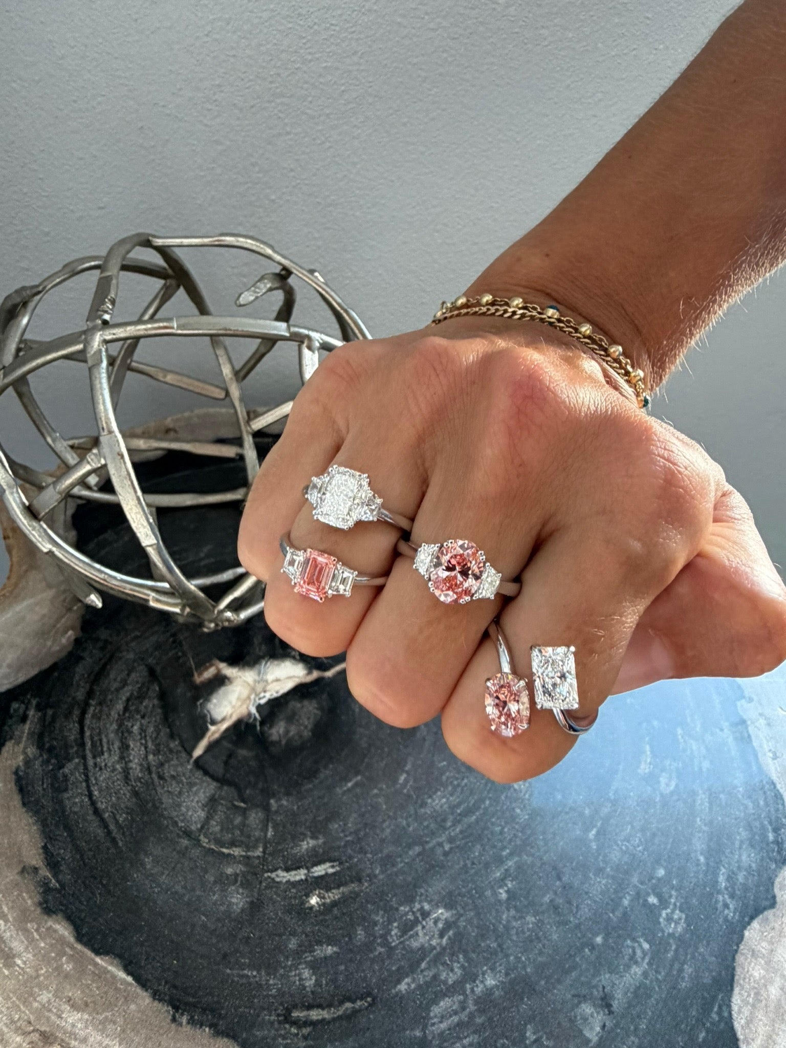 Toi et Moi Pink & White Lab Diamond Ring