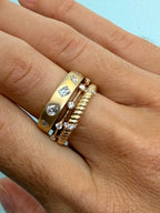 Twisted Gold Band with Diamonds