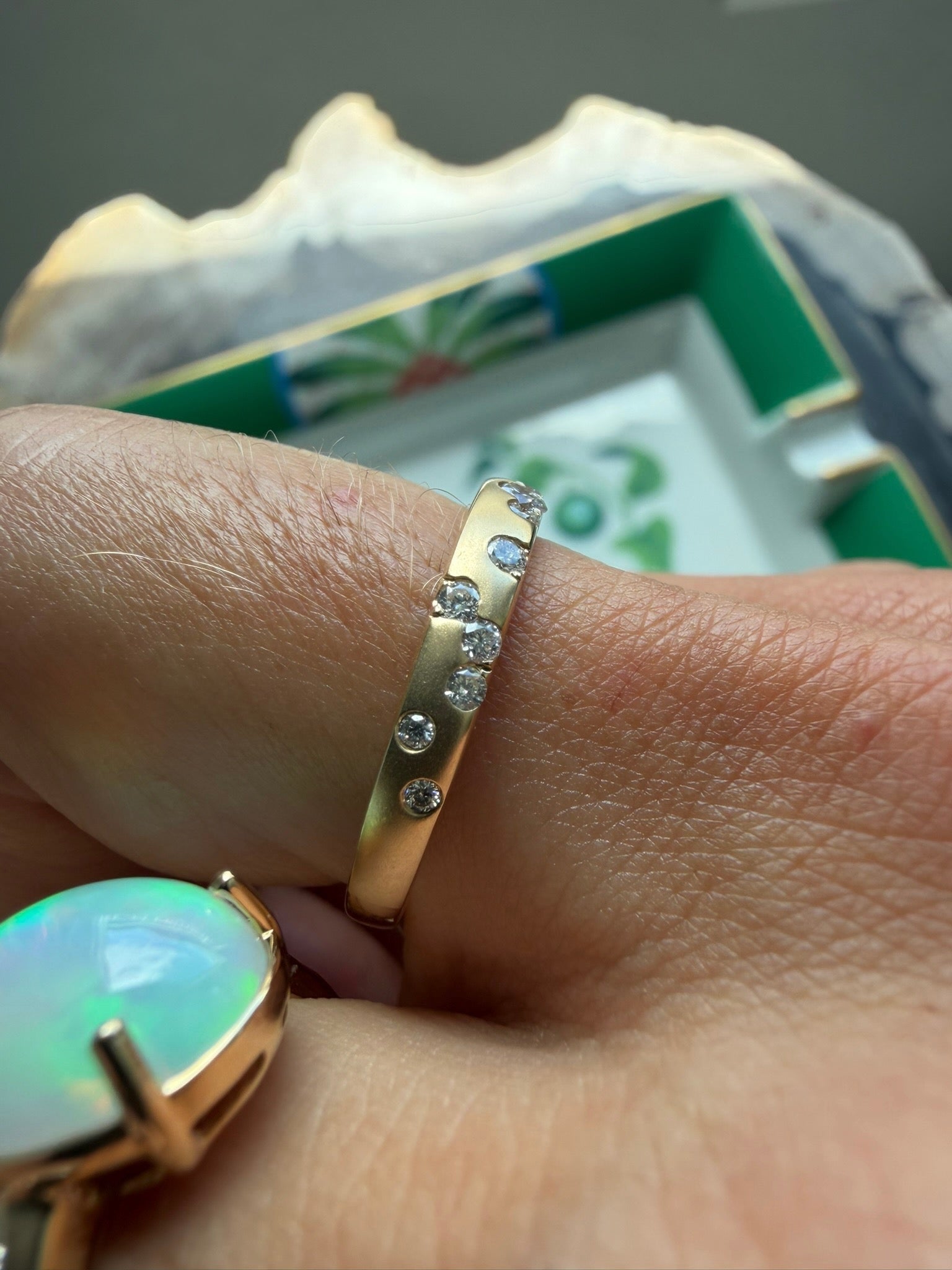 Brushed Gold Scattered Diamond Band - PREORDER