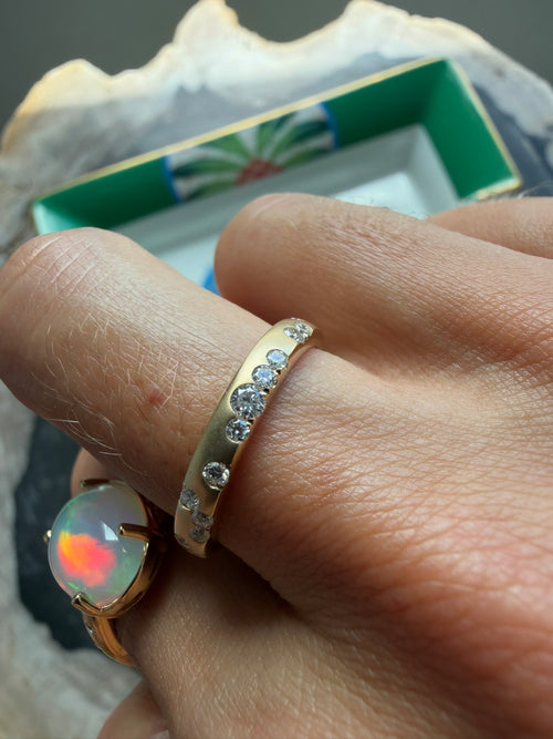 Brushed Gold Scattered Diamond Band - PREORDER