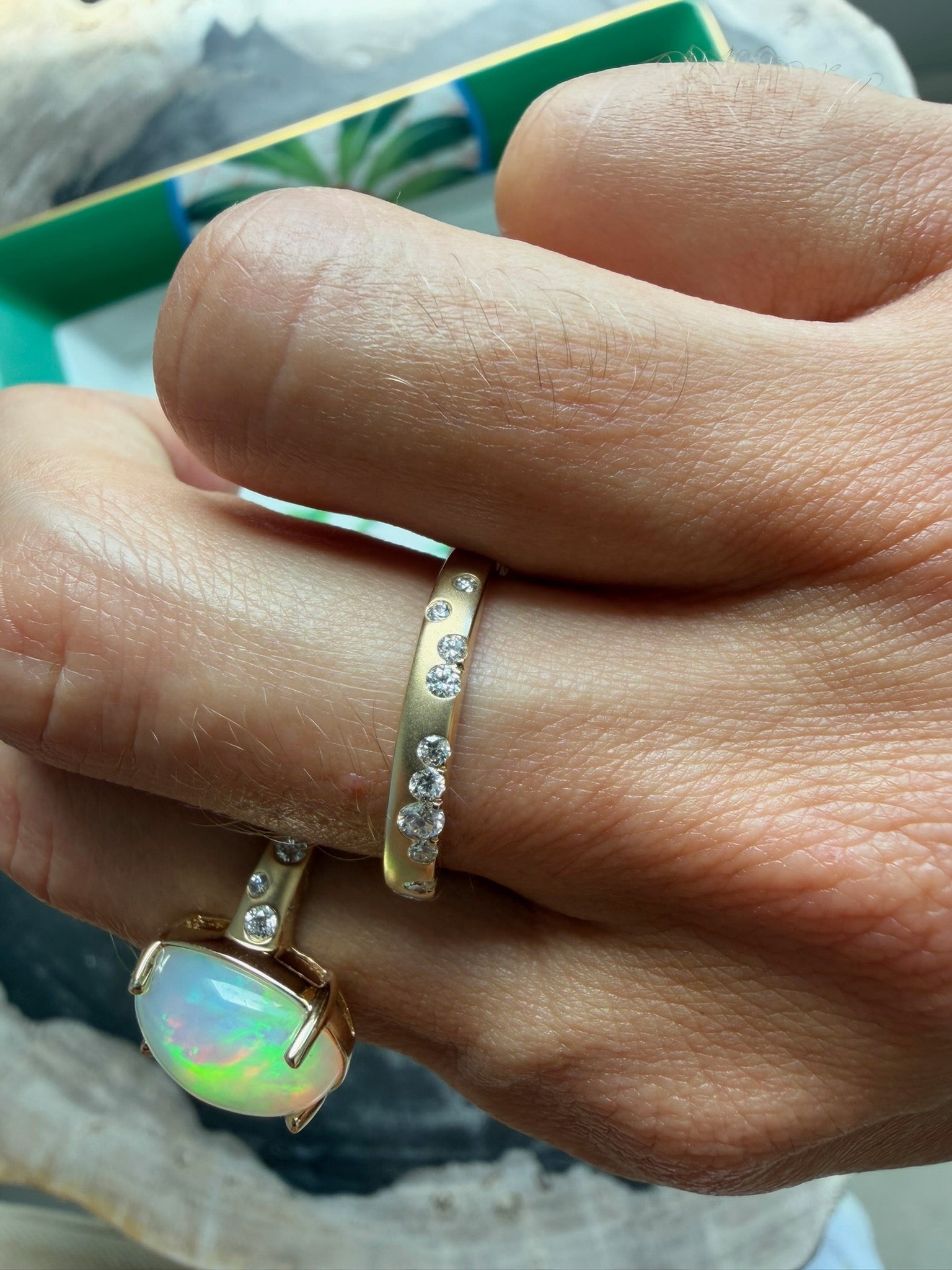 Brushed Gold Scattered Diamond Band - PREORDER