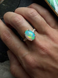 Opal and Brushed Gold Diamond Cocktail Ring - PREORDER
