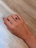 Oval Ruby with Half Moon Diamonds Ring