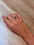 Oval Ruby with Half Moon Diamonds Ring