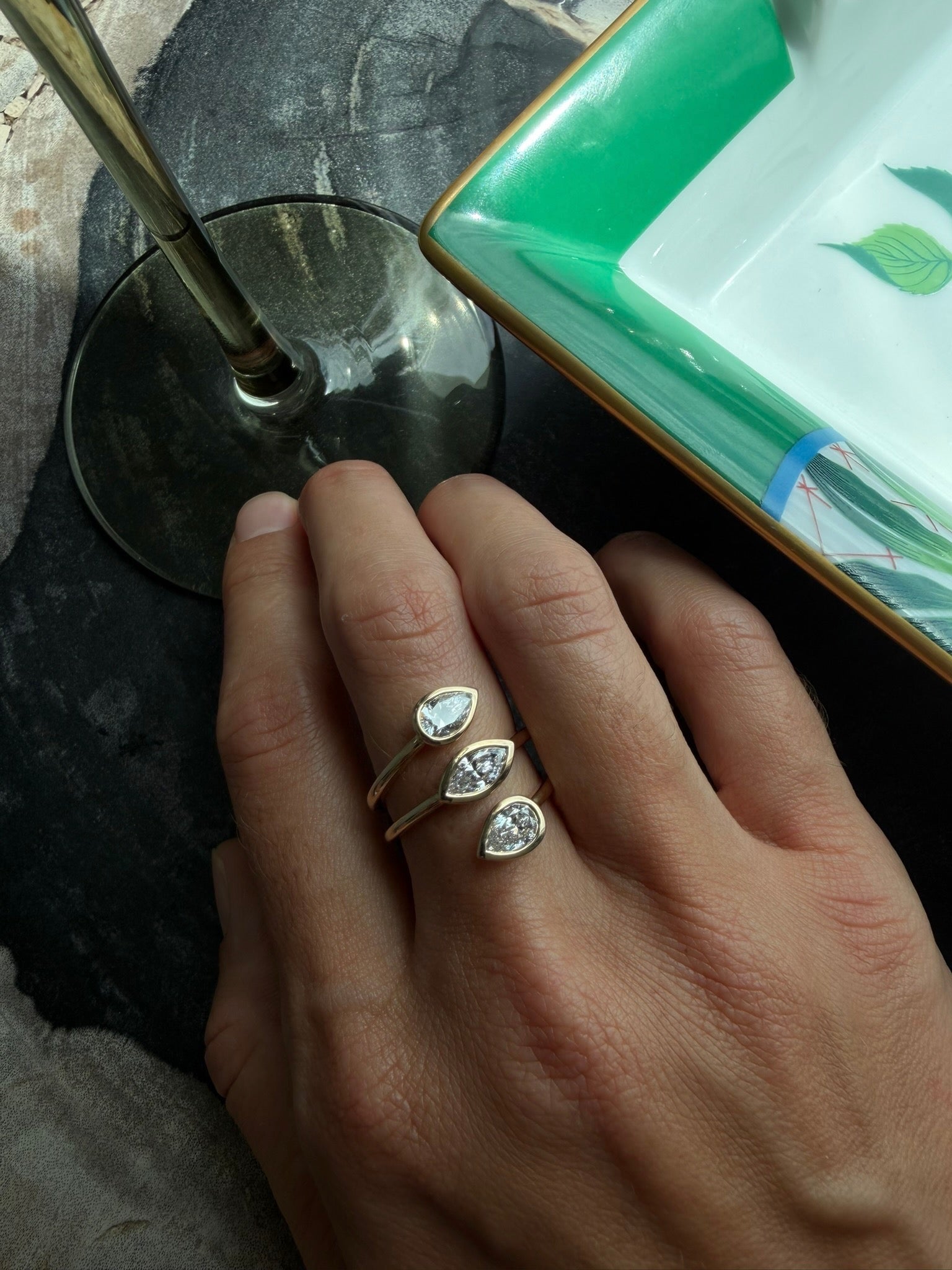 Pear and Marquise Lab Cocktail Ring