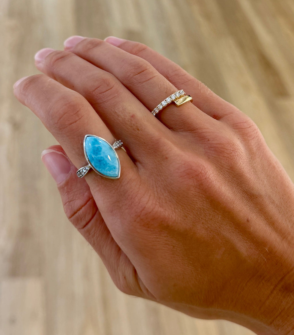 Marquise Larimar Ring