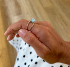 Larimar Pear and Topaz Split Shank Ring