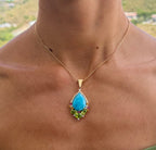 Larimar Teardrop with Peridot, Ruby, Diamonds, and Citrine