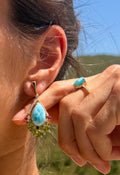Larimar Earrings with Peridot, Citrine, Ruby, and Diamonds