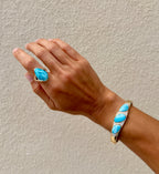 Larimar & Diamond Statement Ring
