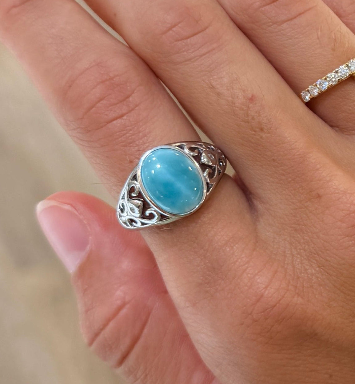 Larimar Hollowed Ring