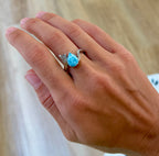 Larimar and White Topaz Wave Ring