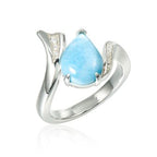 Larimar and White Topaz Wave Ring