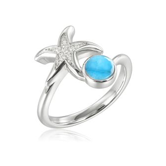 Larimar and Starfish Wrap Ring