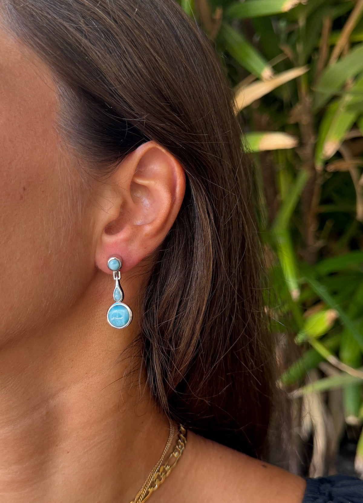 Larimar Circle Drop Earrings
